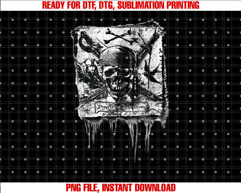 Disney Pirates of the Caribbean Jack Sparrow Skull Banner Shirt PNG, DTF, DTG, Sublimation Design