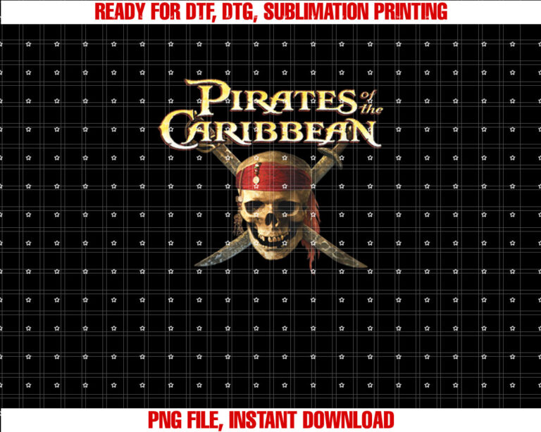 Disney Pirates of the Caribbean Skull and Swords Logo Shirt PNG, DTF, DTG, Sublimation Design