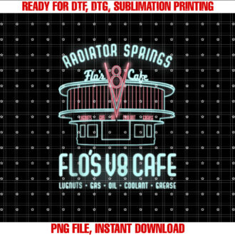 Disney Pixar Cars Flos V8 Cafe Poster  Shirt PNG, DTF, DTG, Sublimation Design