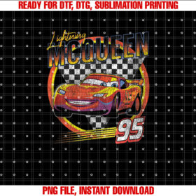 Disney Pixar Cars Lightning McQueen Vintage Race Shirt PNG, DTF, DTG, Sublimation Design