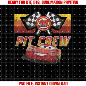 Disney Pixar Cars McQueen Pit Crew Red Distressed Shirt PNG, DTF, DTG, Sublimation Design