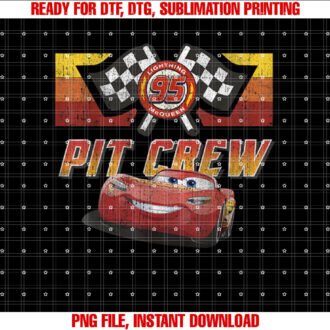 Disney Pixar Cars McQueen Pit Crew Red Distressed Shirt PNG, DTF, DTG, Sublimation Design