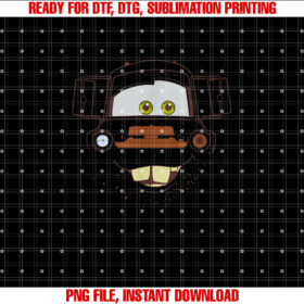 Disney Pixar Cars Tow Mater Big Face Outline Portrait Shirt PNG, DTF, DTG, Sublimation Design
