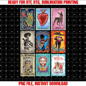 Disney Pixar Coco Epic Loteria Cards Big Chest Vintage Logo Shirt PNG, DTF, DTG, Sublimation Design