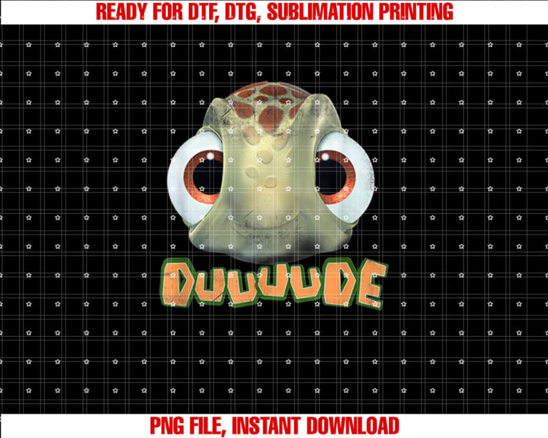 Disney Pixar Finding Nemo Duuuude Squirt Big Head Portrait Shirt PNG, DTF, DTG, Sublimation Design