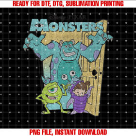Disney Pixar Monsters Inc Mike Sully Boo Group Poster Shirt PNG, DTF, DTG, Sublimation Design