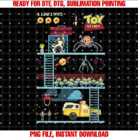 Disney Pixar Toy Story 8Bit Video Game Scene Shirt PNG, DTF, DTG, Sublimation Design