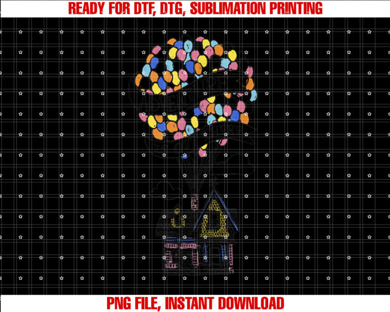 Disney Pixar Up Adventure Is Out There Flying House Outline Shirt PNG, DTF, DTG, Sublimation Design