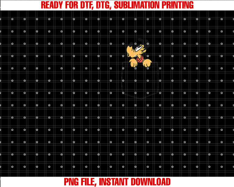 Disney Pluto Pocket Shirt PNG, DTF, DTG, Sublimation Design
