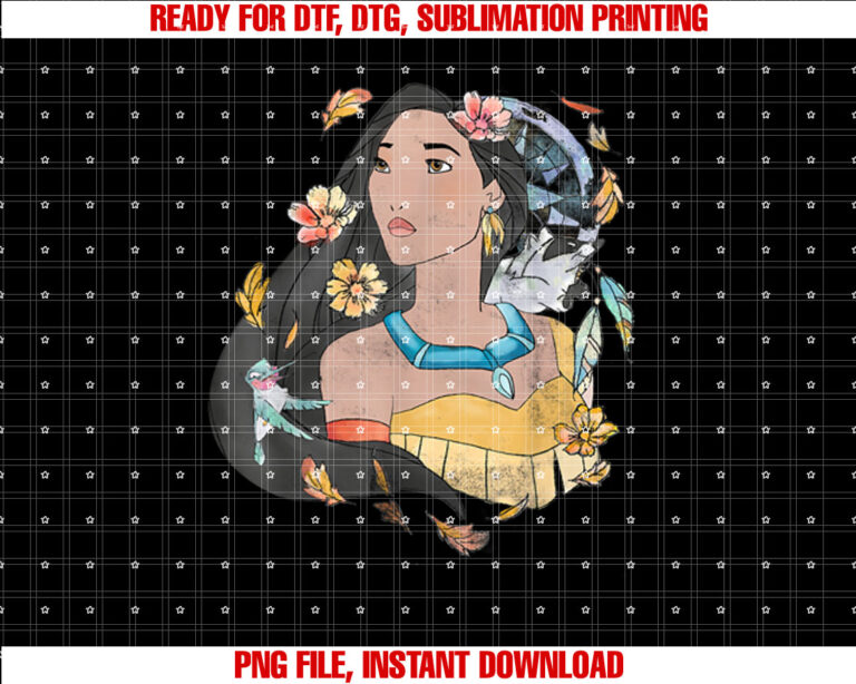 Disney Pocahontas Dreamcatcher Watercolor Graphic Shirt PNG, DTF, DTG, Sublimation Design