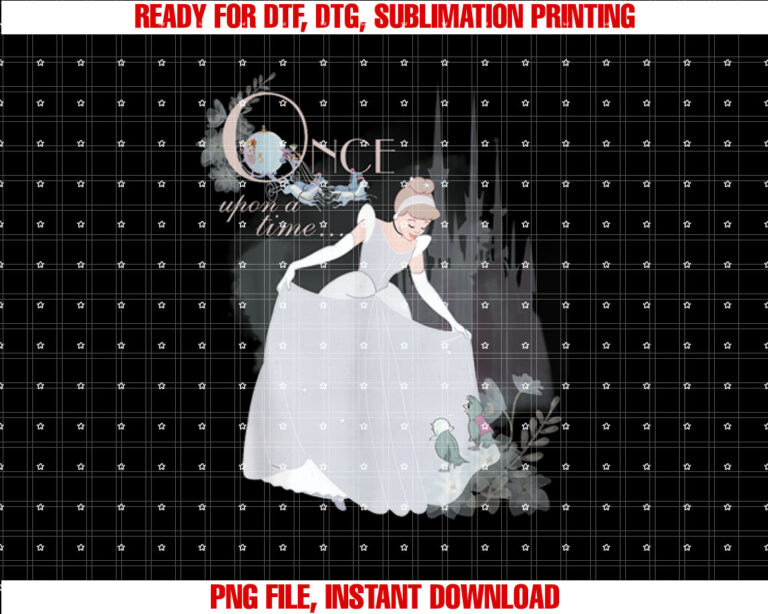 Disney Princess Cinderella Vintage Once Upon a Time Shirt PNG, DTF, DTG, Sublimation Design