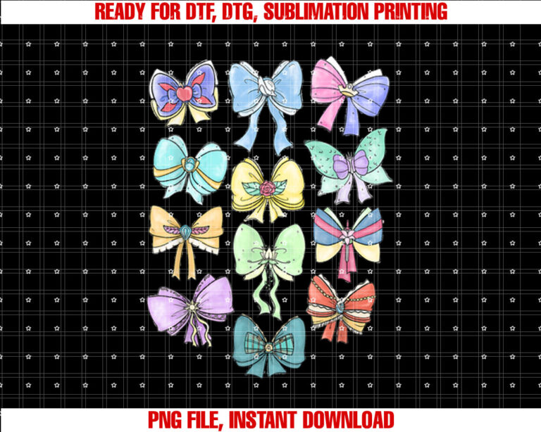 Disney Princess Cute Ribbons And Bows Pastel Colors Logo Shirt PNG, DTF, DTG, Sublimation Design