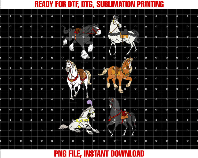 Disney Princess Horses Shirt PNG, DTF, DTG, Sublimation Design