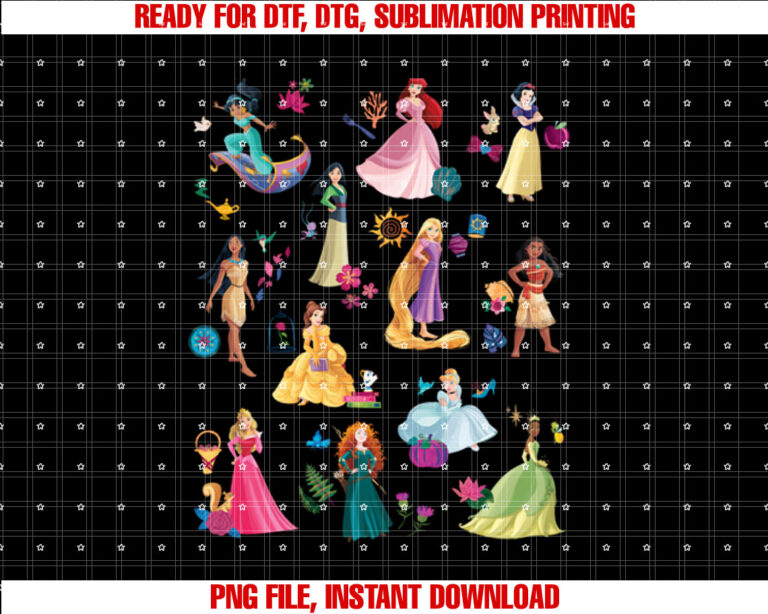 Disney Princess Magical Print  Shirt PNG, DTF, DTG, Sublimation Design