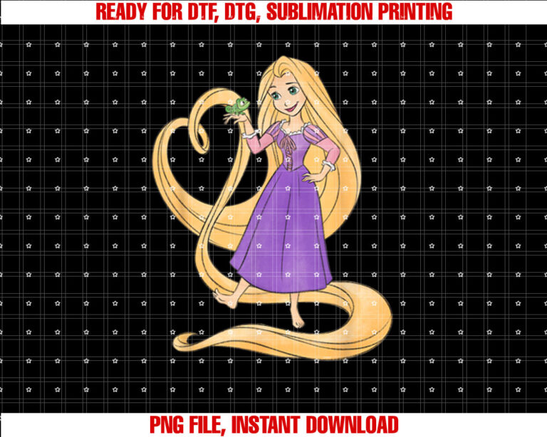 Disney Princess Rapunzel Heart and Pascal Shirt PNG, DTF, DTG, Sublimation Design