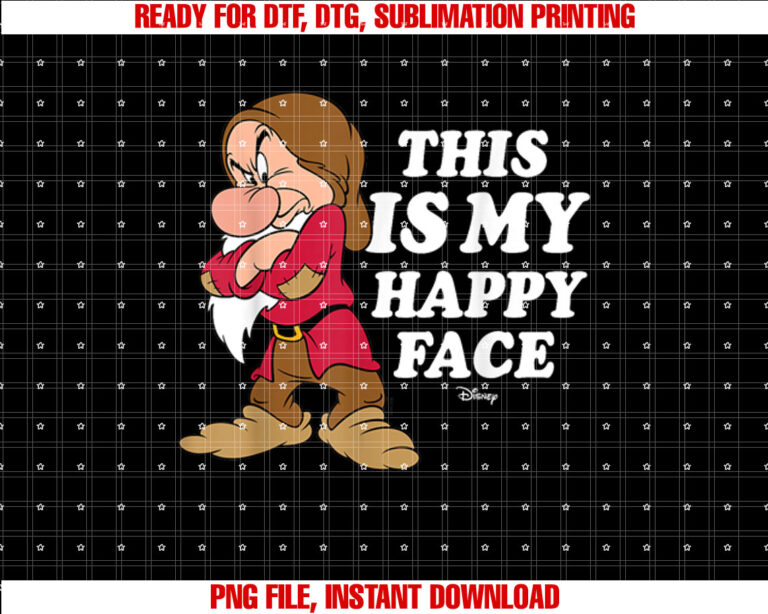 Disney Princess  Snow White Grumpy Happy Face Shirt PNG, DTF, DTG, Sublimation Design