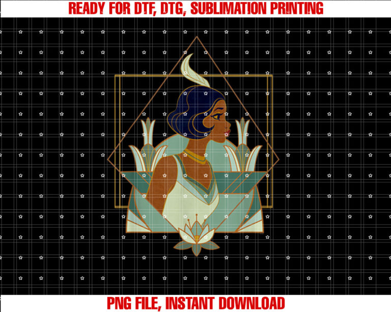 Disney Princess Tiana Modern Art Deco Style Shirt PNG, DTF, DTG, Sublimation Design