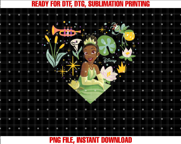 Disney Princess  Tiana Nature Heart Shirt PNG, DTF, DTG, Sublimation Design
