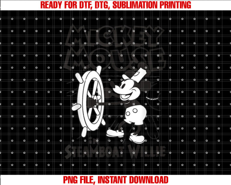Disney Steamboat Willie Mickey Mouse Sring Boat Vintage Shirt PNG, DTF, DTG, Sublimation Design