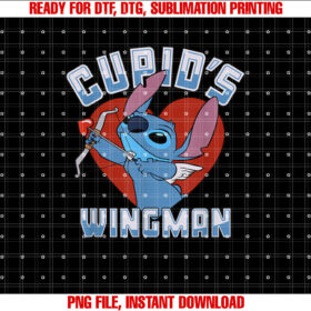 Disney Stitch Heart Cupids Wingman Shirt PNG, DTF, DTG, Sublimation Design