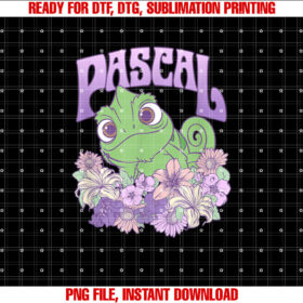 Disney Tangled Cute Pascal Floral Pastel Big Chest Portrait Shirt PNG, DTF, DTG, Sublimation Design