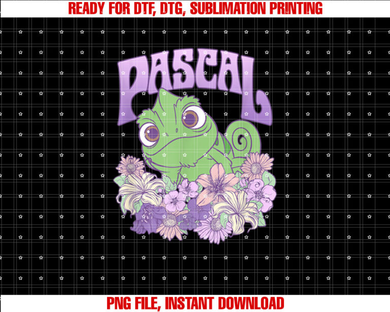 Disney Tangled Cute Pascal Floral Pastel Big Chest Portrait Shirt PNG, DTF, DTG, Sublimation Design