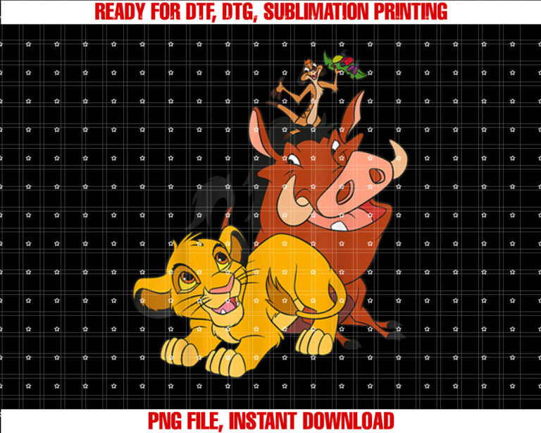 Disney The Lion King Young Simba Timon and Pumbaa Shirt PNG, DTF, DTG, Sublimation Design