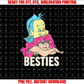Disney The Little Mermaid Ariel And Flounder Besties Retro Shirt PNG, DTF, DTG, Sublimation Design