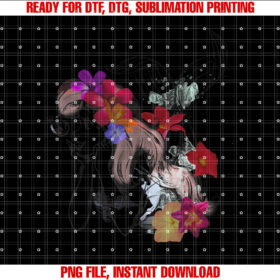 Disney The Little Mermaid Floral Watercolor Outline Shirt PNG, DTF, DTG, Sublimation Design