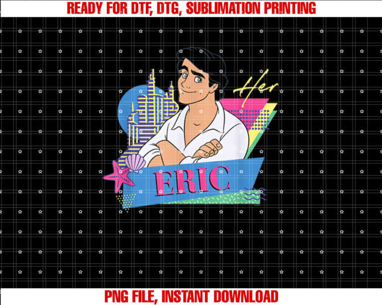 Disney The Little Mermaid Retro Couples Matching Her Eric Shirt PNG, DTF, DTG, Sublimation Design