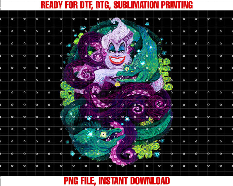 Disney The Little Mermaid Ursula Sea Witch Painting Shirt PNG, DTF, DTG, Sublimation Design
