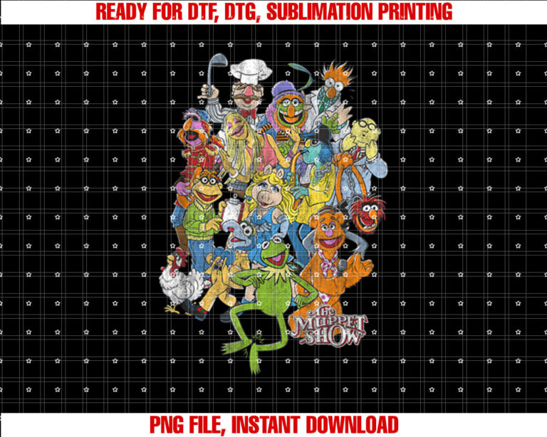 Disney The Muppets Main Characters Distressed Group Shot Shirt PNG, DTF, DTG, Sublimation Design