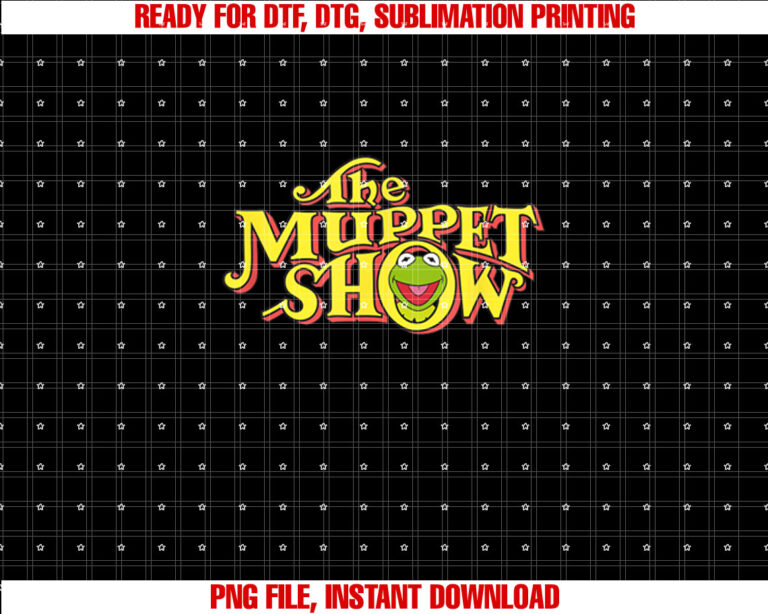 Disney The Muppets Show Kermit Neon Big Chest Text Logo V2 Shirt PNG, DTF, DTG, Sublimation Design