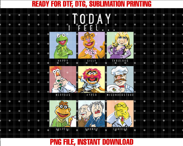 Disney The Muppets Today I Feel Box Up Character Portraits Shirt PNG, DTF, DTG, Sublimation Design