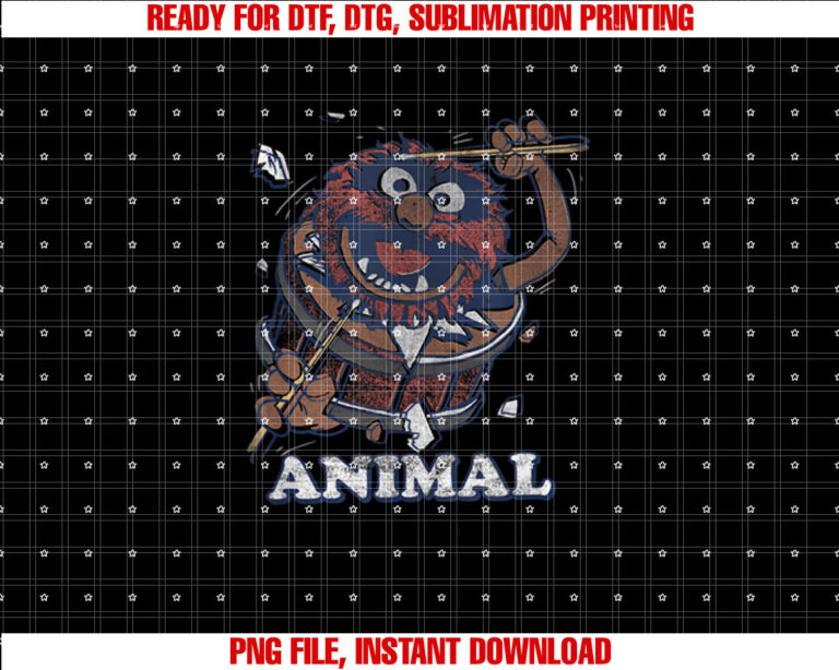 Disney The Muppets Vintage Animal Wild Drummer Bust Through Shirt PNG, DTF, DTG, Sublimation Design