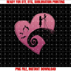 Disney The Nightmare Before Christmas Jack and Sally Heart  Shirt PNG, DTF, DTG, Sublimation Design