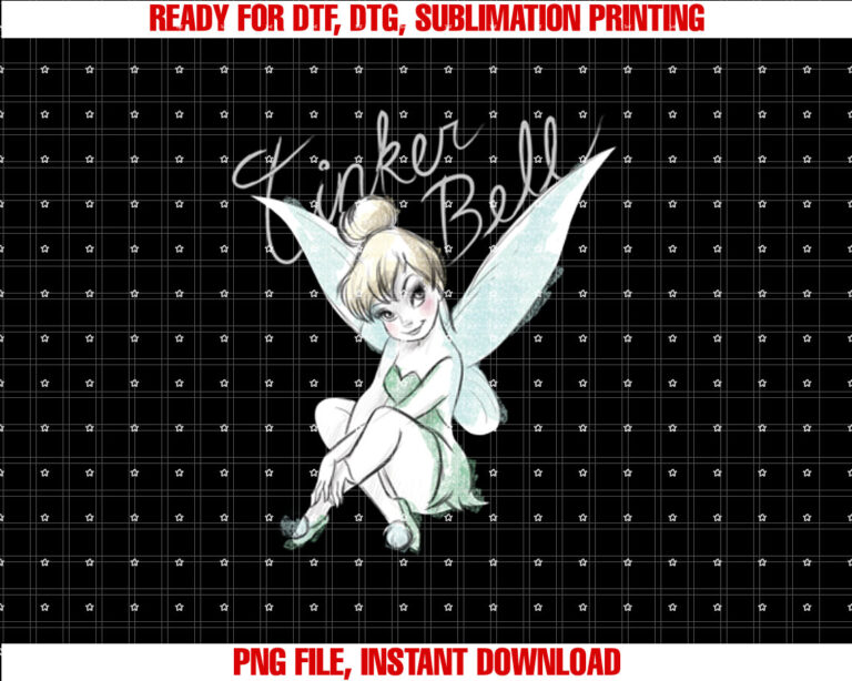 Disney Tinker Bell Sitting  Shirt PNG, DTF, DTG, Sublimation Design
