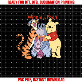 Disney Winnie The Pooh Group Shot Hug  Shirt PNG, DTF, DTG, Sublimation Design