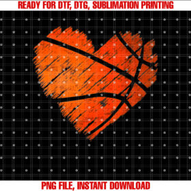 Distressed Basketball Heart Shirt PNG, DTF, DTG, Sublimation Design