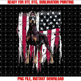 Doberman Pinscher American Flag USA Awesome  Shirt PNG, DTF, DTG, Sublimation Design