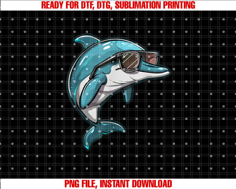 Dolphin Sunglasses Shirt PNG, DTF, DTG, Sublimation Design