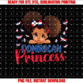 Dominican Republic Princess Flag for girls  kids Shirt PNG, DTF, DTG, Sublimation Design