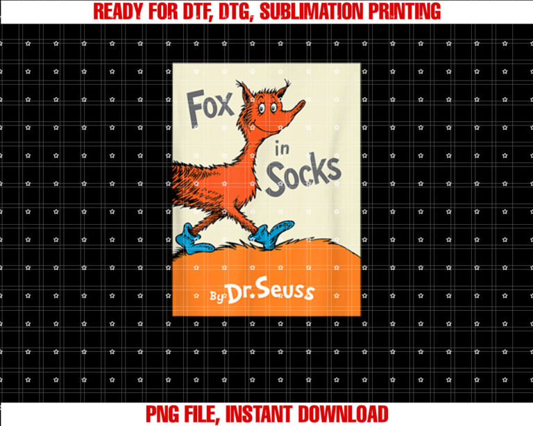 Dr Seuss Fox in Socks Book Cover Shirt PNG, DTF, DTG, Sublimation Design