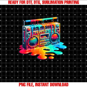 Dripping Paint Boombox Old School 80s Music Hip Hop  Shirt PNG, DTF, DTG, Sublimation Design