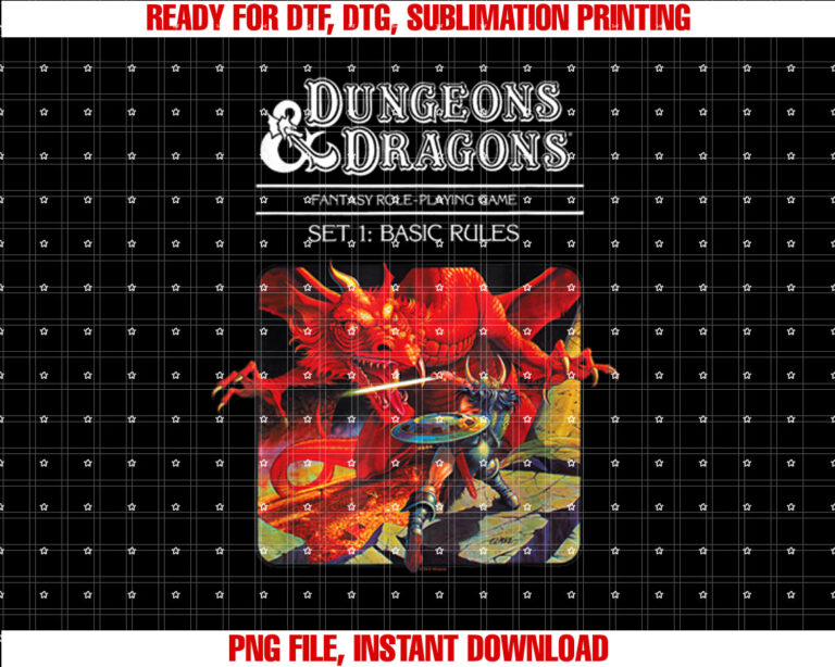 Dungeons  Dragons Vintage Basic Rules Cover Shirt PNG, DTF, DTG, Sublimation Design