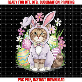 Easter Cat  Shirt PNG, DTF, DTG, Sublimation Design
