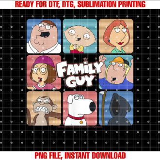 Family Guy Iconic Griffin Family Group Shot Big Chest Panels Shirt PNG, DTF, DTG, Sublimation Design