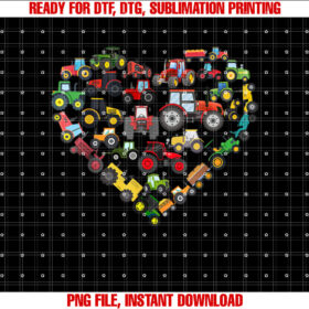 Farm Tractor Heart Love Valentine Day Farmer Tractors Lover Shirt PNG, DTF, DTG, Sublimation Design