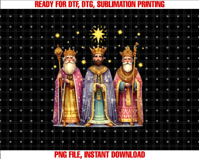Feliz Dia De Reyes Epiphany Three Kings Day Los Reyes Magos  Shirt PNG, DTF, DTG, Sublimation Design