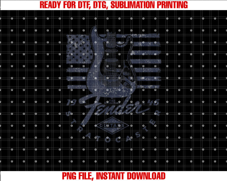 Fender 1946 Stratocaster American Flag Backdrop Shirt PNG, DTF, DTG, Sublimation Design